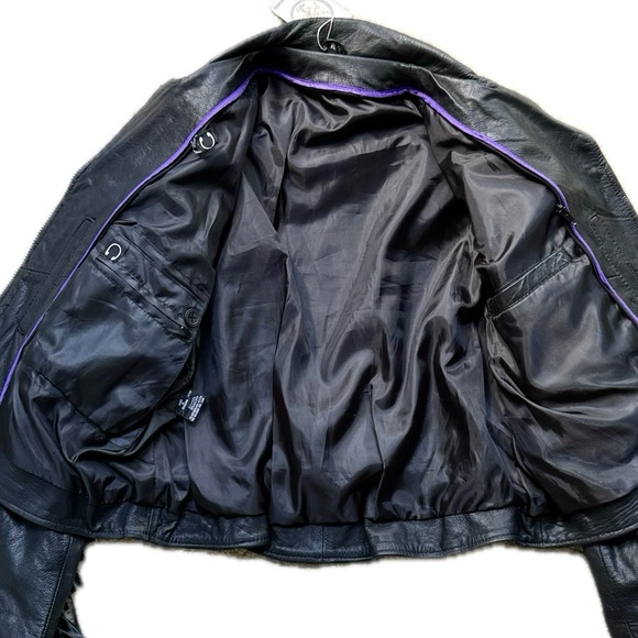 Stylish Black Leather Fringe Jacket Women’s– Western Biker Boho Rocker Style - Picture 11 of 12